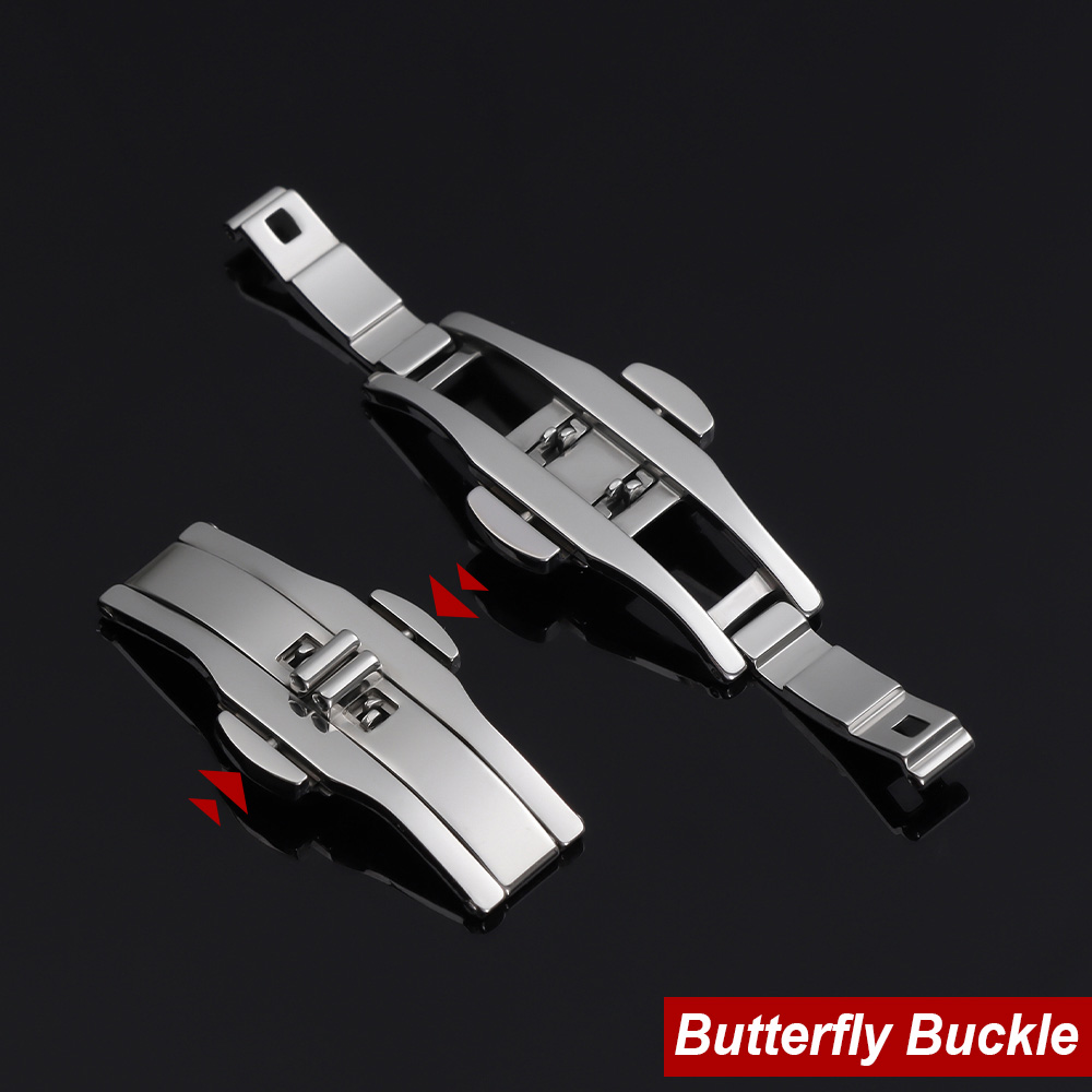 Smartwatch Universal - Uhrenzubehör Doppeldrücker Automatischer Butterfly-Uhrenarmband-Verschluss Stahl-Faltschließe Metall-Universalarmband-Knopf