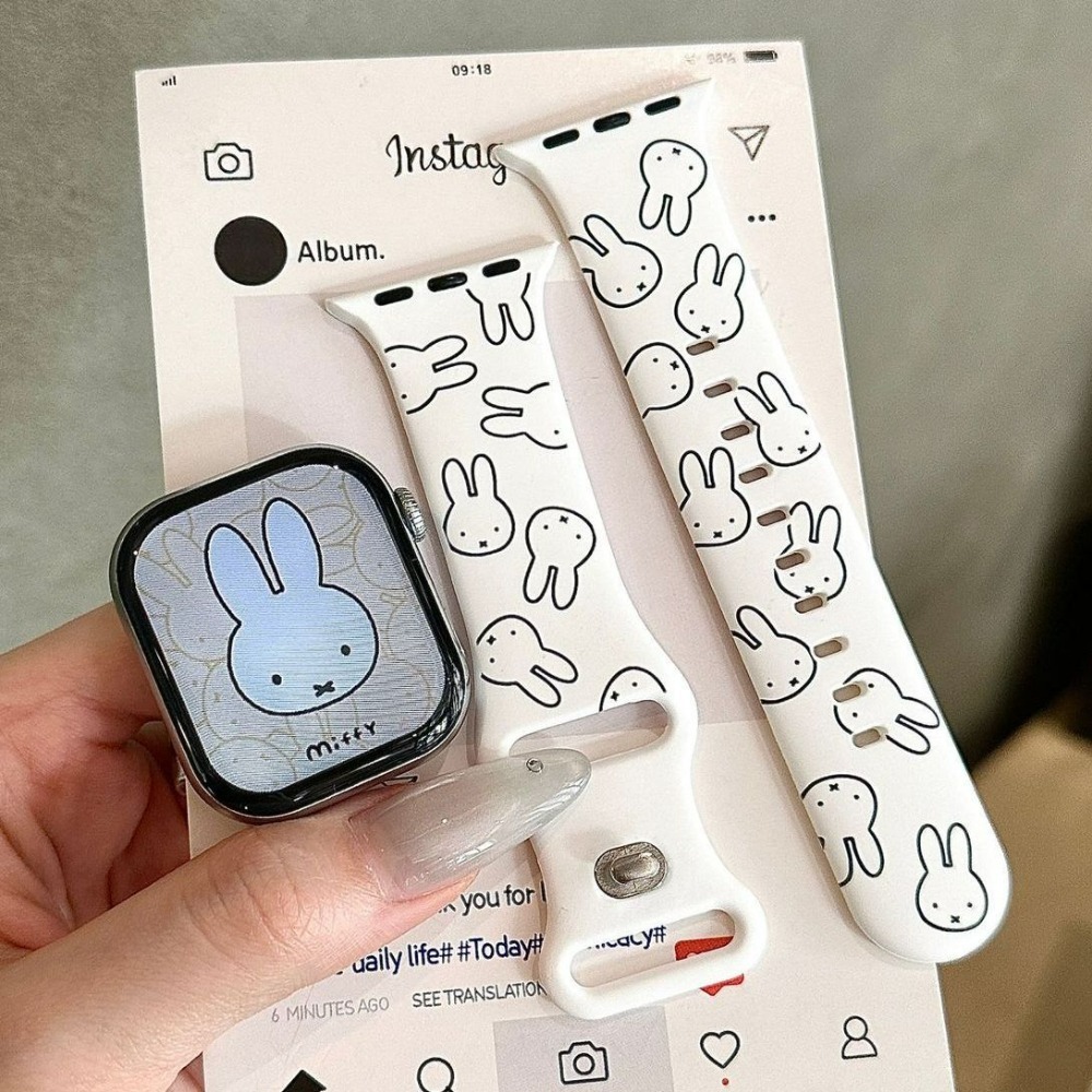 Apple Smartwatch Accessories - Niedliches Miffy-Kaninchen Cartoon-Uhrenarmband Kompatibel mit Apple