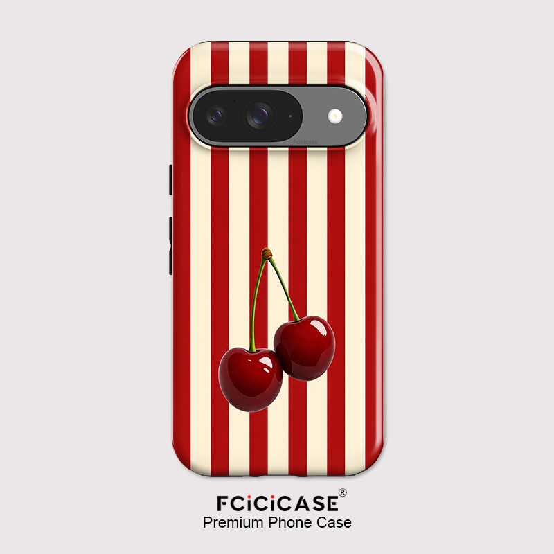 Google Pixel 9 - Fcicicase Handyhülle mit Kirschstreifenmuster für Google